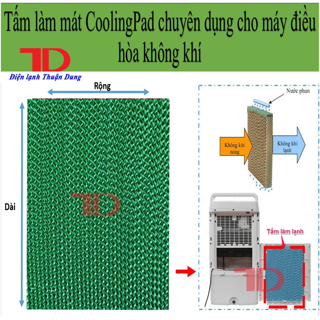 Tấm làm mát cooling pad tự chọn (loại sóng nhỏ 4mm), Điện lạnh Thuận Dung