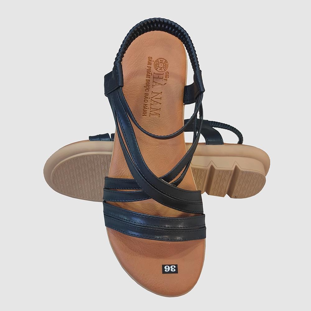 Giày Sandal Nữ Đế Bệt HÀ NAM Da Bò Thật Thời Trang Cao Cấp DNU2112c