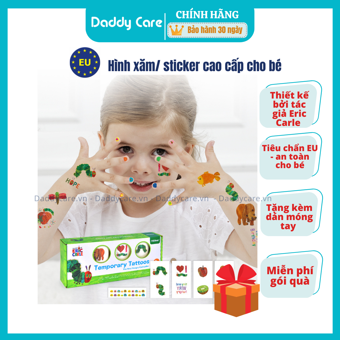 Sticker cho bé hình dán cute Mideer Chú Sâu Háu Ăn