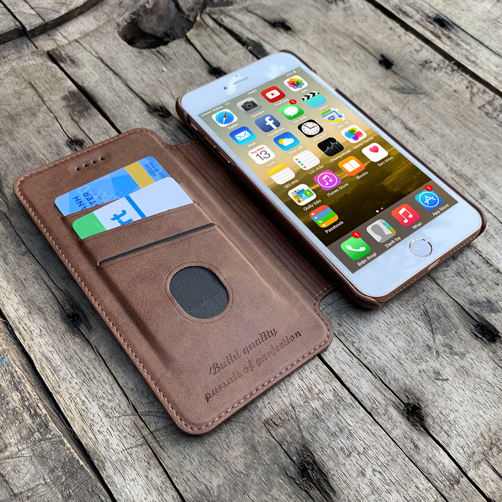 Bao da cao cấp dành cho iPhone 7 Plus / iPhone 8 Plus - Màu nâu