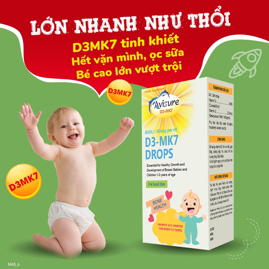 Combo Avisure D3MK7 và Avisure DHA smart kid hỗ trợ bé cao lớn, thông minh, mắt sáng