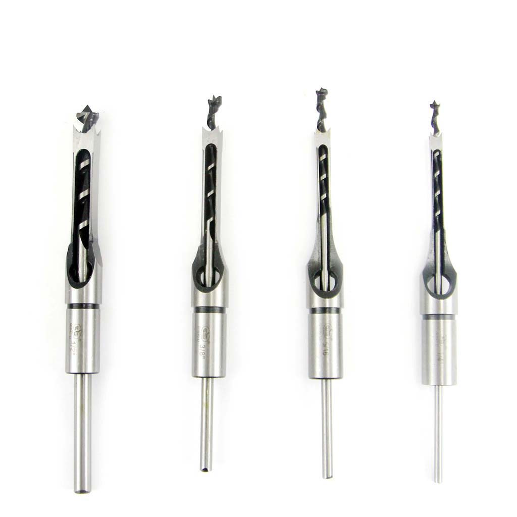 BỘ 4 MŨI KHOAN GỖ LỖ VUÔNG 1/4 - 1/2 INCH HSS