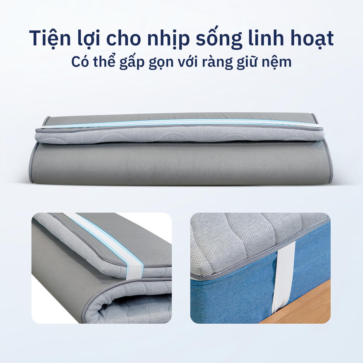 Nệm Trải Sàn Cao Cấp Foam Topper Mate Ru9 - Màu Xám | Lớp Foam Nâng Đỡ | 5 Kích Thước | 07 Ngày 1 Đổi 1