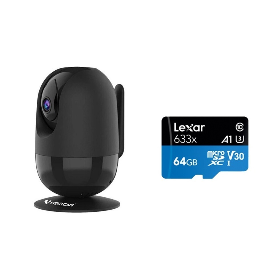 Camera IP Wifi VStarcam C48s 2.0 - Full HD 1080p , Lắp trong nhà , camera không dây , Kèm thẻ nhớ 64GB A1 Lexar  - Hàng chính hãng