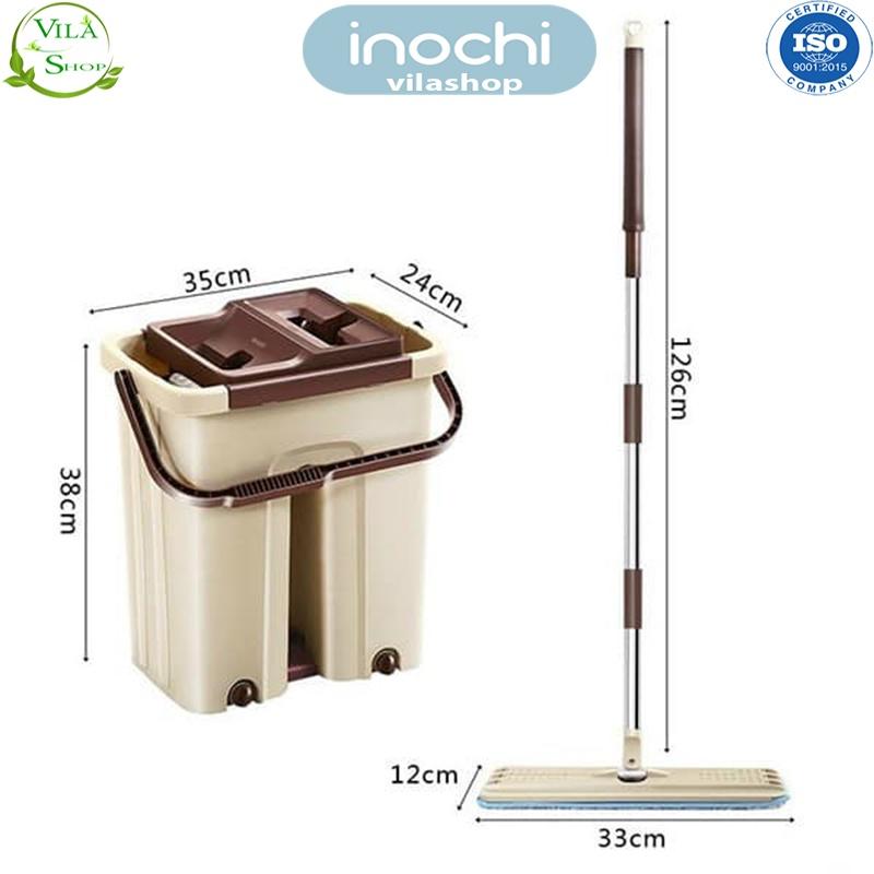 Bộ Cây Lau Nhà Thông Minh Kèm Thùng Vắt 2 Ngăn Sizes Lớn BH-M200 Inochi