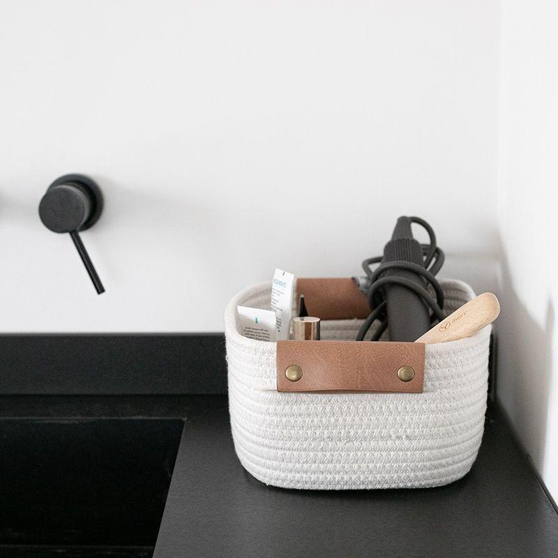 Giỏ Đựng Đồ Bằng Da Cotton Bện Có Tay Cầm Đa Ứng Dụng