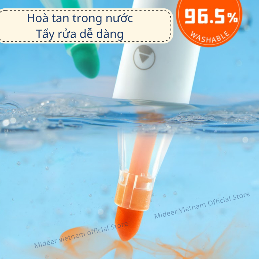 Bút dạ màu nước xóa được an toàn cho bé Let's Paint Washable Marker Mideer - bộ bút highlight đồ dùng học tập cho bé