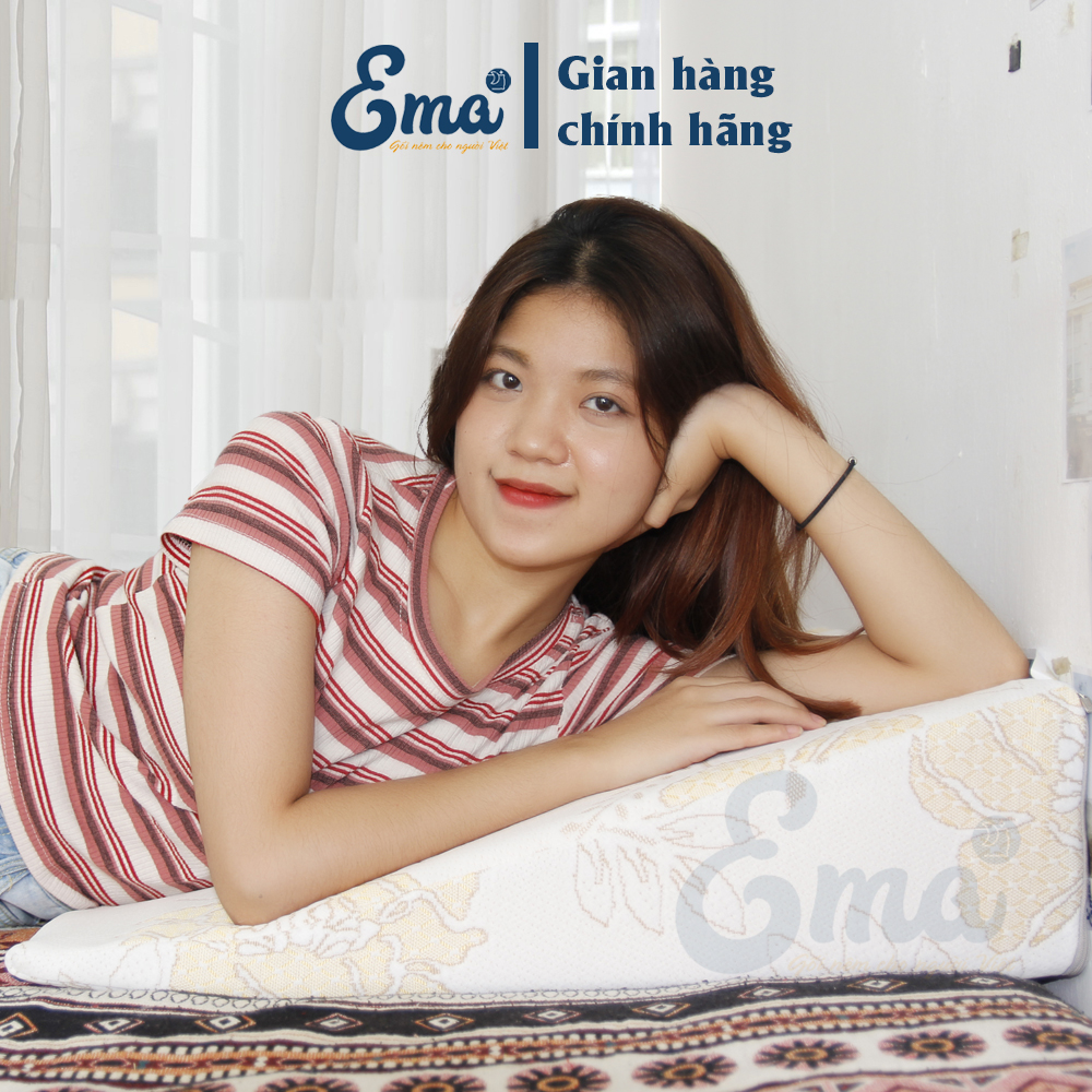 Gối chống trào ngược dạ dày thực quản người lớn Ema cao 14cm giúp giảm trào ngược dạ dày, viêm họng mãn tính, nuốt vướng, nghẹn cổ, khó thở khi ngủ, ngáy ngủ