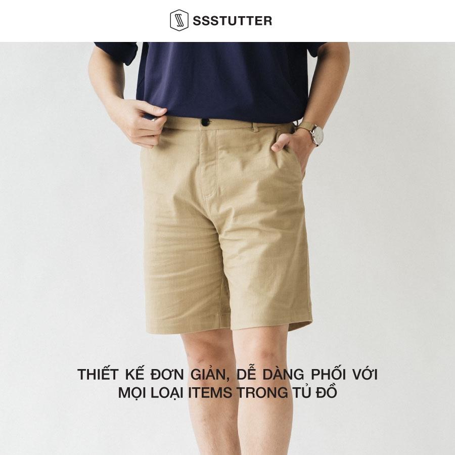 Quần shorts nam SSSTUTTER chất cotton thoáng mát thiết kế năng động thoải mái 3 màu năng động basic khaki shorts