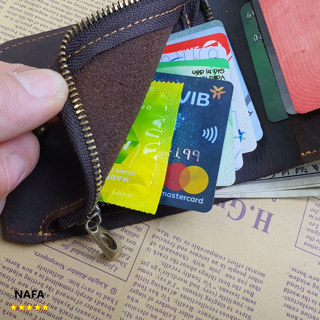 Ví da nam, ví ngang da bò sáp NAFA WS112 tiện lợi nhỏ gọn, sang trọng  – Màu Nâu sáp