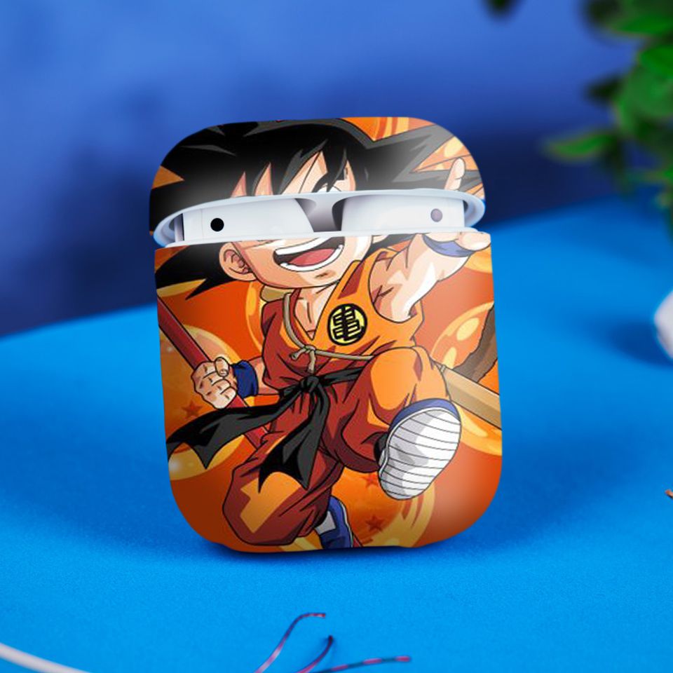 Miếng dán skin chống bẩn cho tai nghe AirPods in hình Songoku Dragon Ball - 7vnr027 (bản không dây 1 và 2)