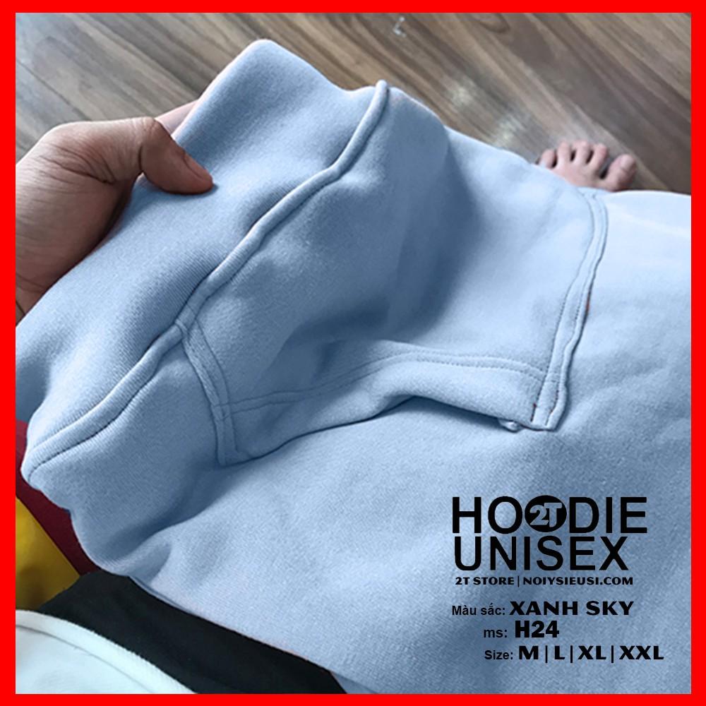 Áo hoodie unisex 2T Store H24 màu xanh da trời Sky