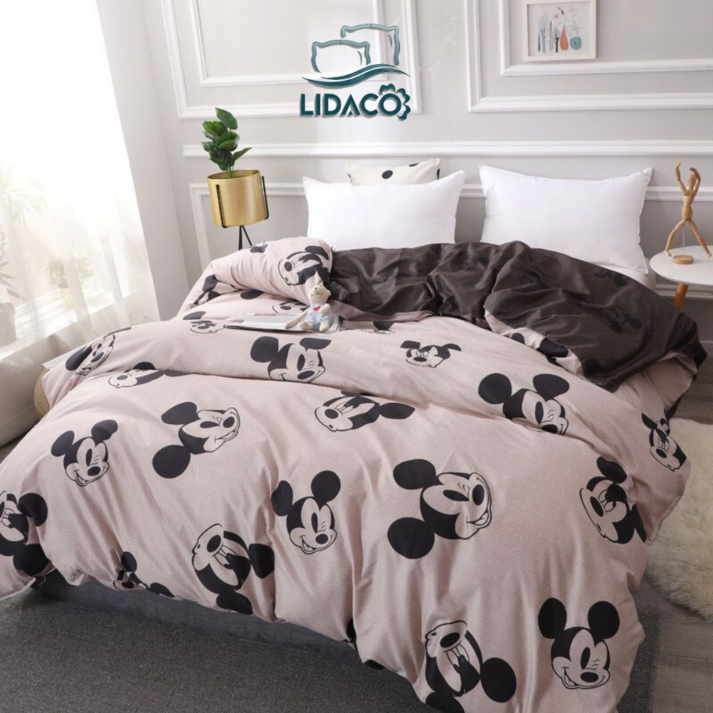 Bộ chăn ga gối cotton LIDACO PL1 - Mickey đen SP001520