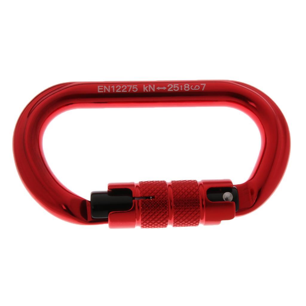 Oval Climbing Carabiner 25KN Aluminum Auto Locking Carabiner red