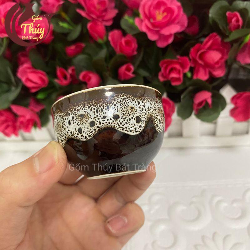 Bộ ấm chén men gấm Bát Tràng dáng chóp 350ml kèm khay cao cấp