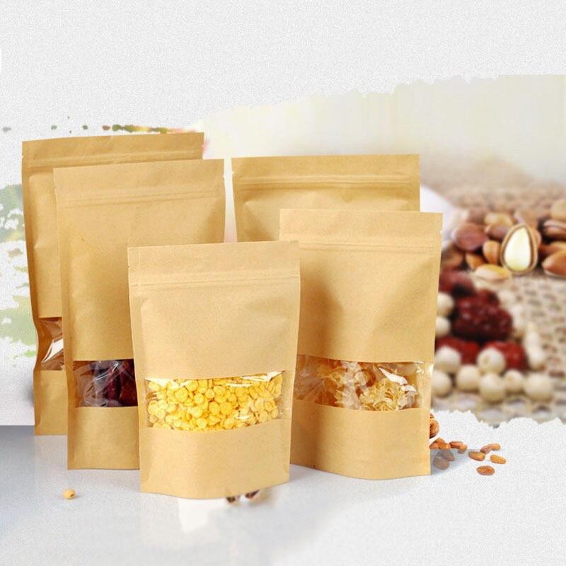 Túi zip giấy kraft đựng thực phẩm 1KG Túi zip giấy kraft có cửa sổ đáy đứng