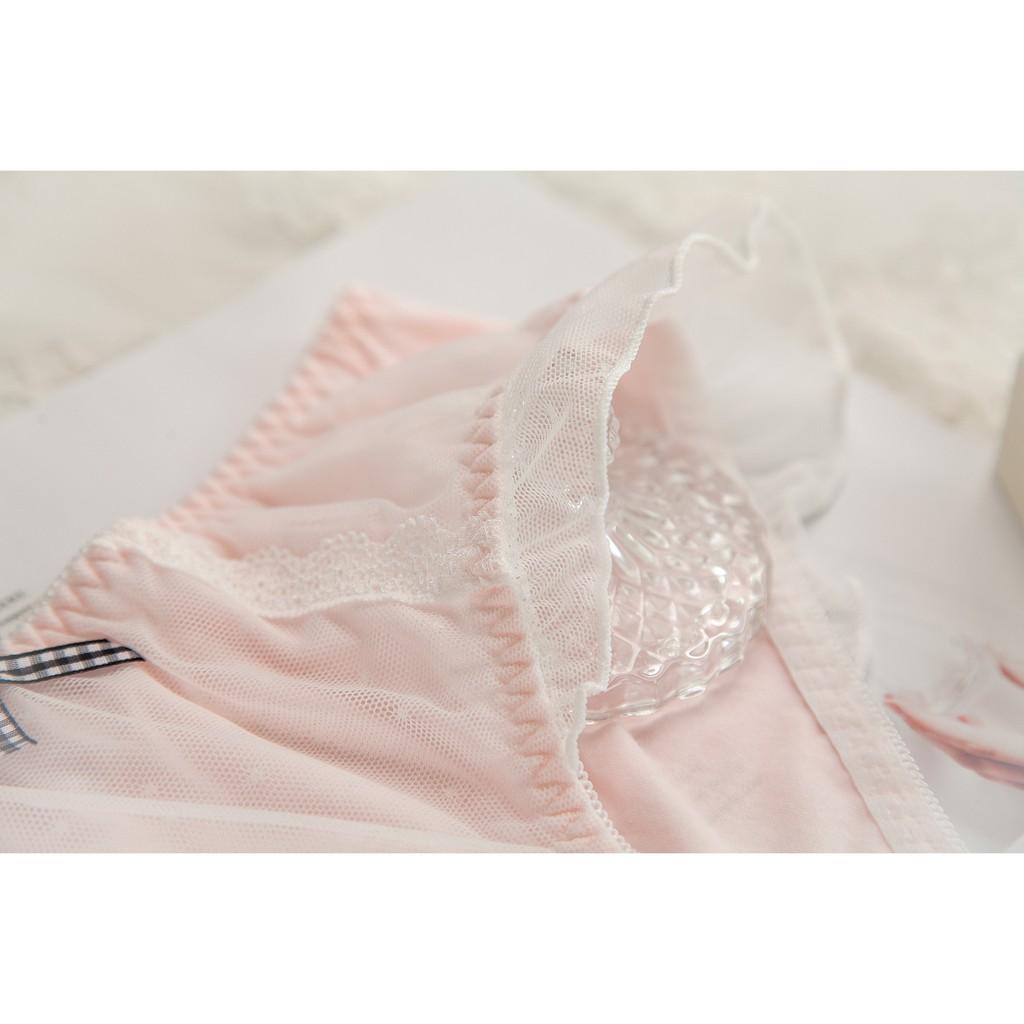 Quần Lót Nữ Cotton Kháng Khuẩn Phủ Voan Bi Ngang Eo Xuất Đông Âu Hàng Loại Đẹp.