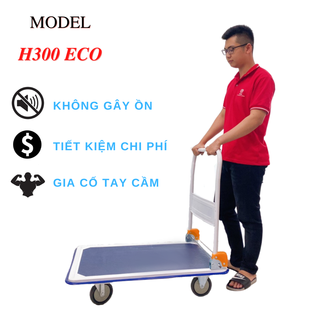 Xe đẩy hàng HLVINA H300 bánh xe cao cấp êm ít ồn nhẹ nhàng khi sử dụng trong chung cư