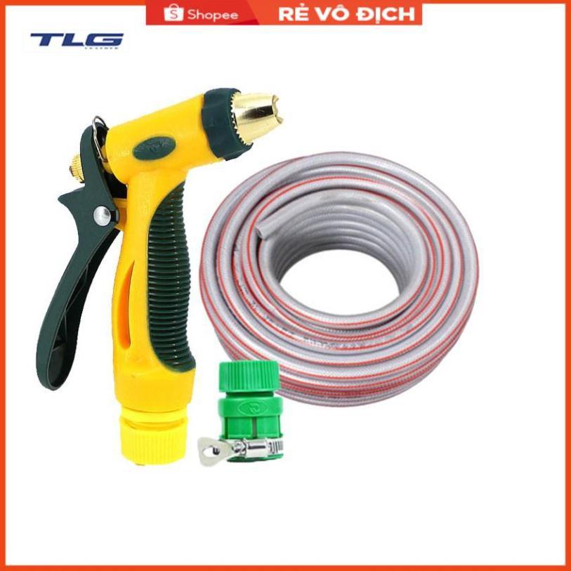 Bộ dây vòi xịt nước rửa xe,tưới cây tăng áp 3 lần 3-5M( nối nhựa xanh) 206317