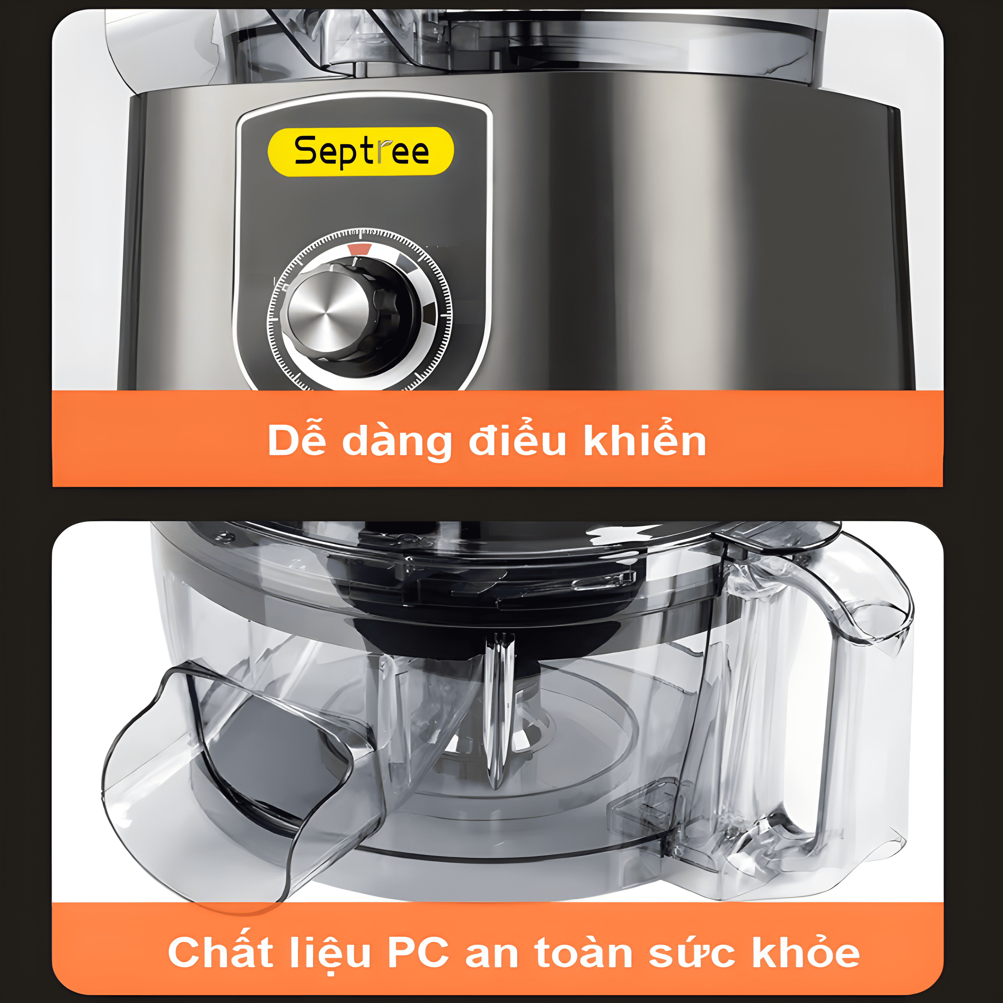 Máy thái rau củ quả đa năng chuyên nghiệp thương hiệu Septree ANS-A5, công suất 600W - Hàng Chính Hãng