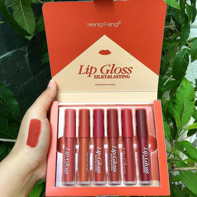 Set 6 son kem kháng nước lâu trôi và giữ ẩm cho môi Hengfang Lip Gloss Silky&amp;Lasting