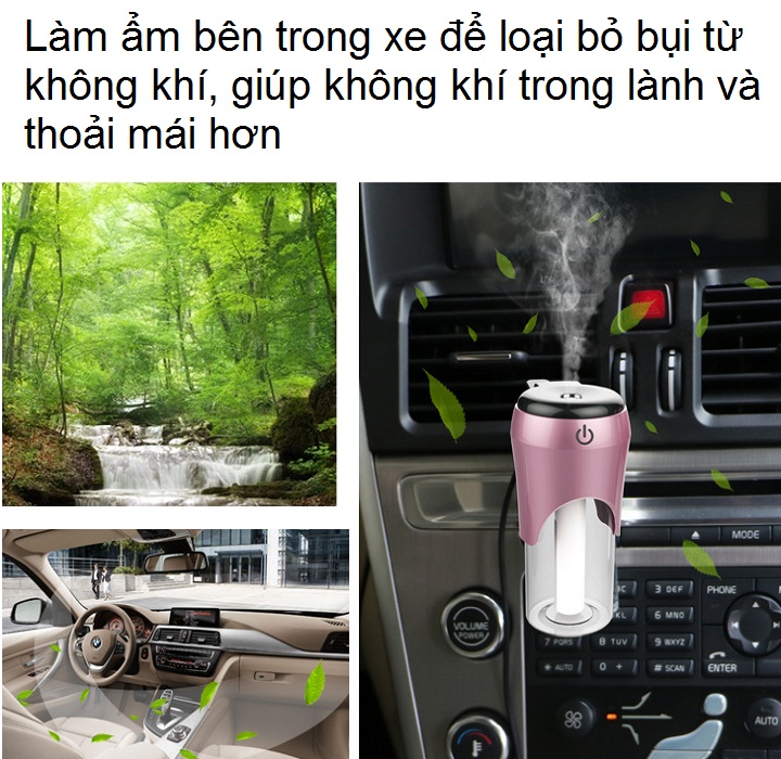 Máy tạo độ ẩm dành cho ô tô - tặng kèm đèn pin bóp tay
