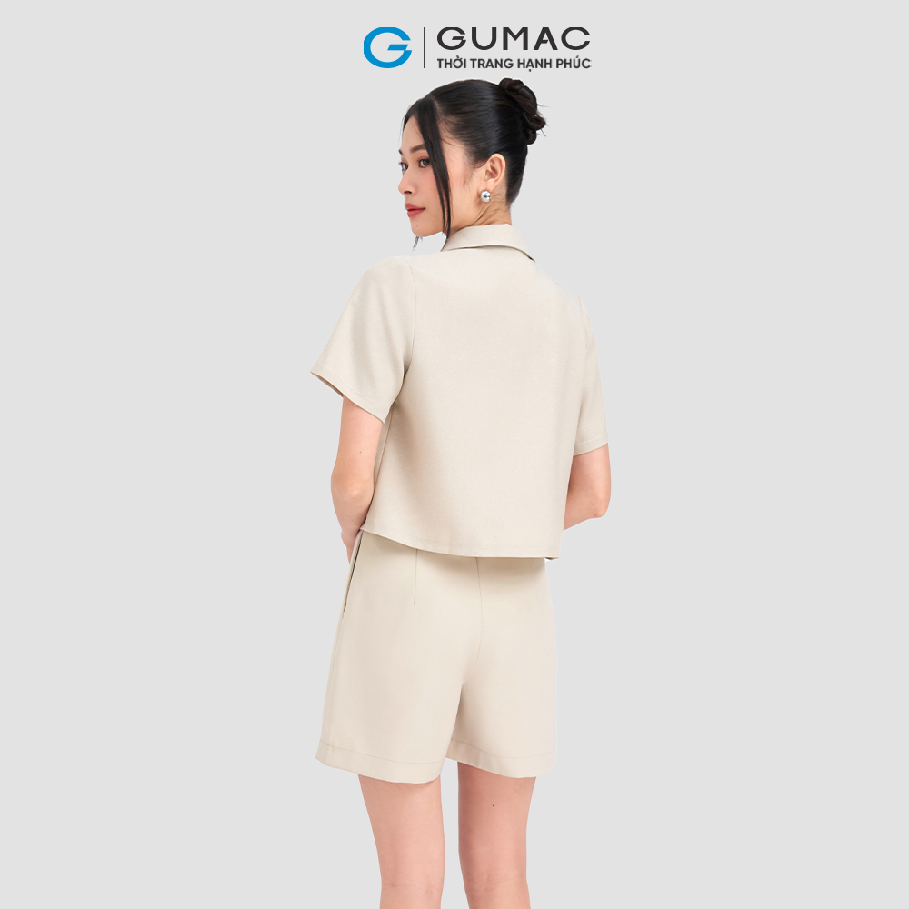 Set lẻ Áo cổ bẻ túi diễu GUMAC AD03009 - Chân váy A túi diễu GUMAC VD03010