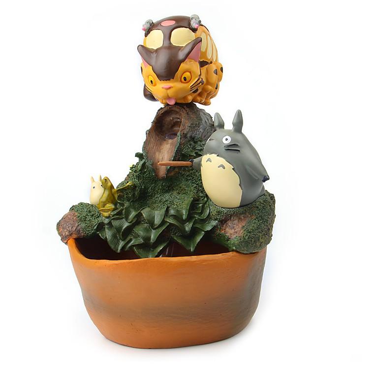 KHO-HN * Chậu cảnh Totoro và mèo xe Bus có dòng nước chảy tuần hoàn trang trí phong thủy cho góc làm việc