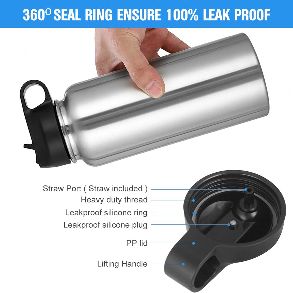 Portable Lifting Sports Water Bottle Vacuum Insulated Stainless Steel Double Wall with Leakproof Lids