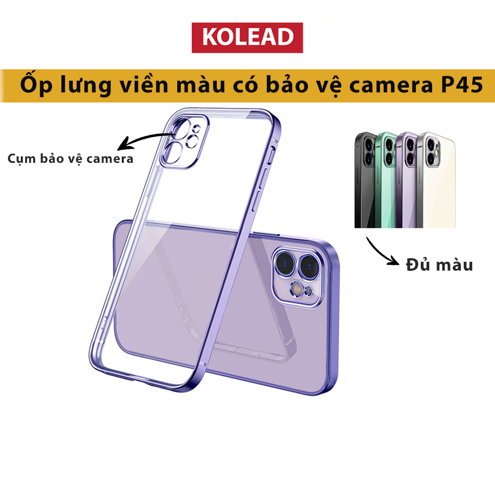 Ốp Điện Thoại có cụm bảo vệ camera Hàng Chính Hãng KOLEAD P45 Silicon Trong Suốt Khung Vuông Sang Trọng Cho iPh 14 13 12 11 Pro Max