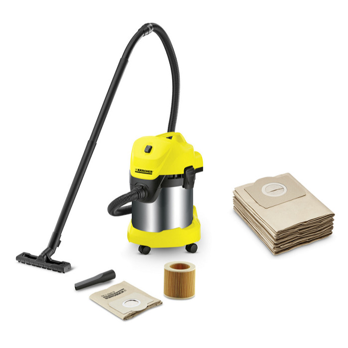 Combo Máy hút bụi khô &amp; ướt cao cấp Karcher WD 3 Premium và túi lọc bụi - Hàng Chính Hãng