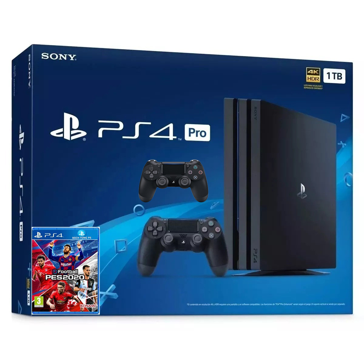 Bộ Ps4 Pro CUH 7218B  + Tay cầm Ps4 Và Pes 2020- Hàng Chính Hãng