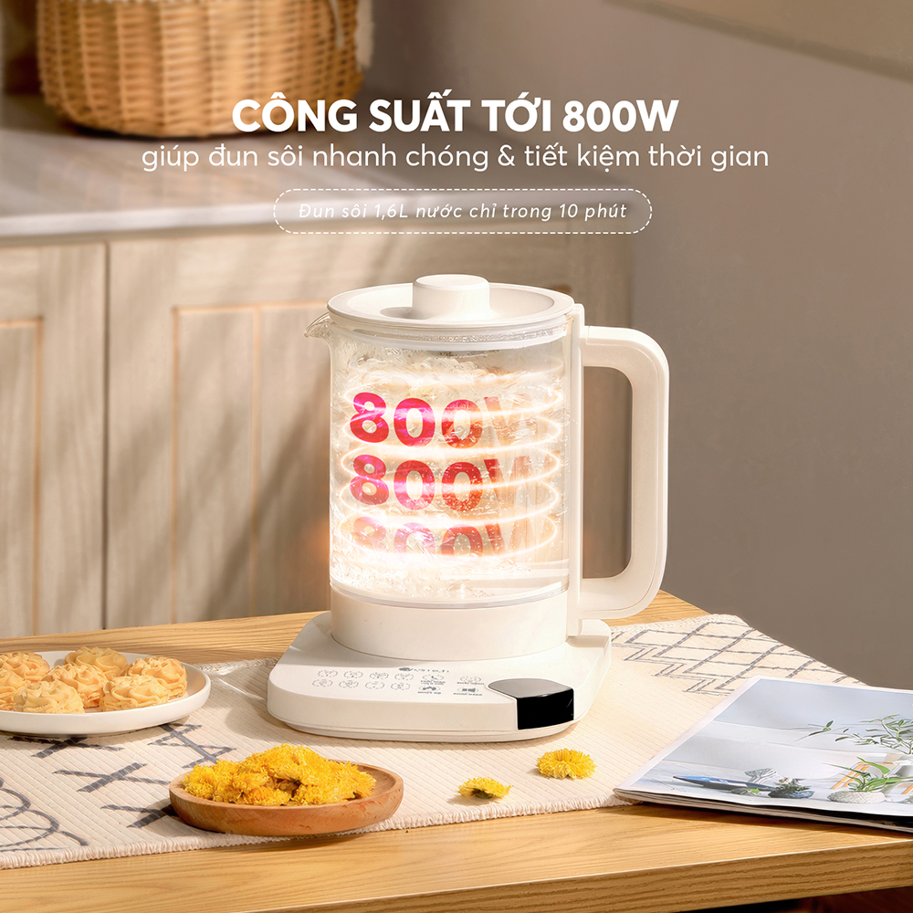 Ấm Pha Trà Đa Năng Elmich KEE9146 1.6L 800W, Hàng Chính Hãng, Điều Khiển Cảm Ứng, Có Hẹn Giờ-JoyMall