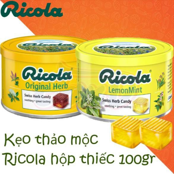 Kẹo Thảo Mộc Ricola swiss herb Vị Lemon mint và Original Herb (100g)