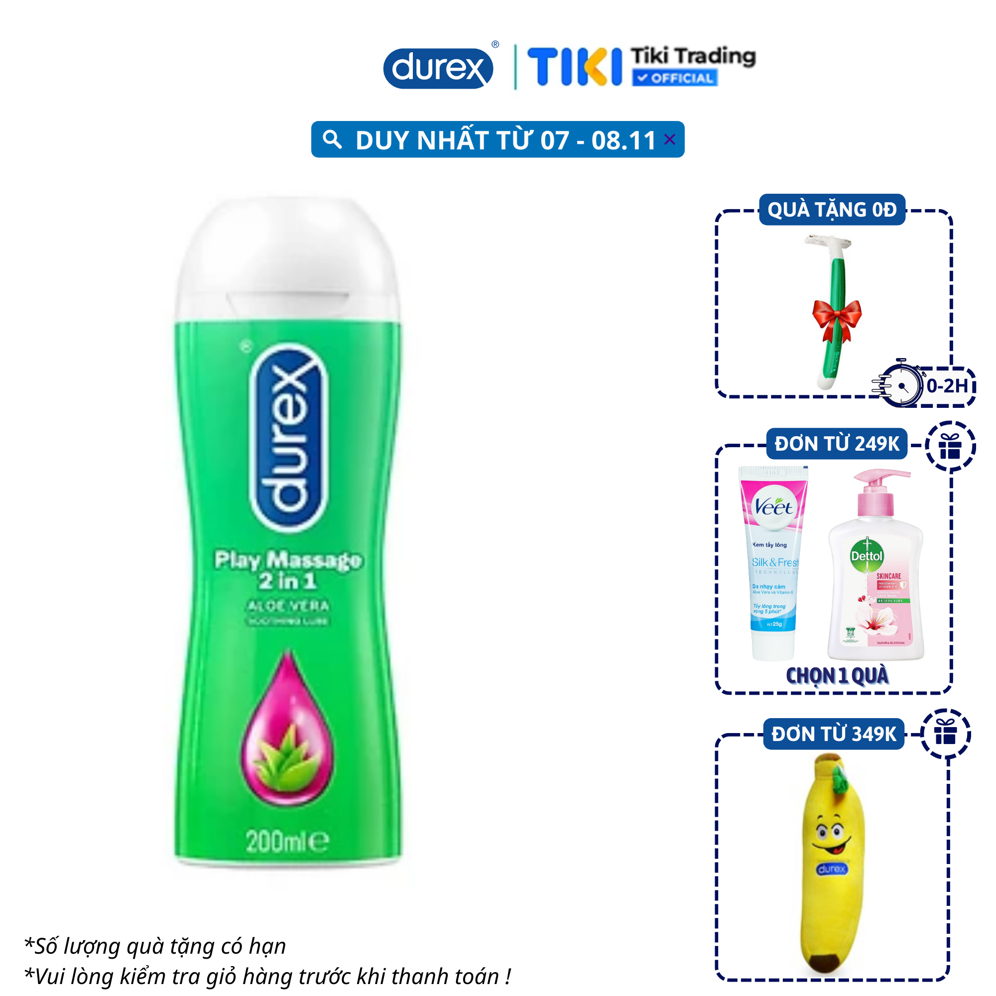 Durex Gel Bôi Trơn Play Massage 2 - in- 1 200ml