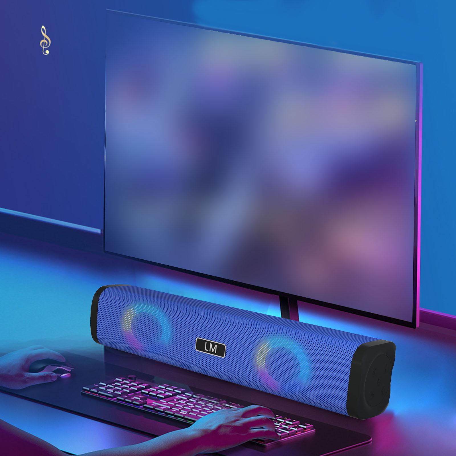 Wireless Sound Bar USB Powered Desktop Speaker for Cellphones Tablet Grb Blue