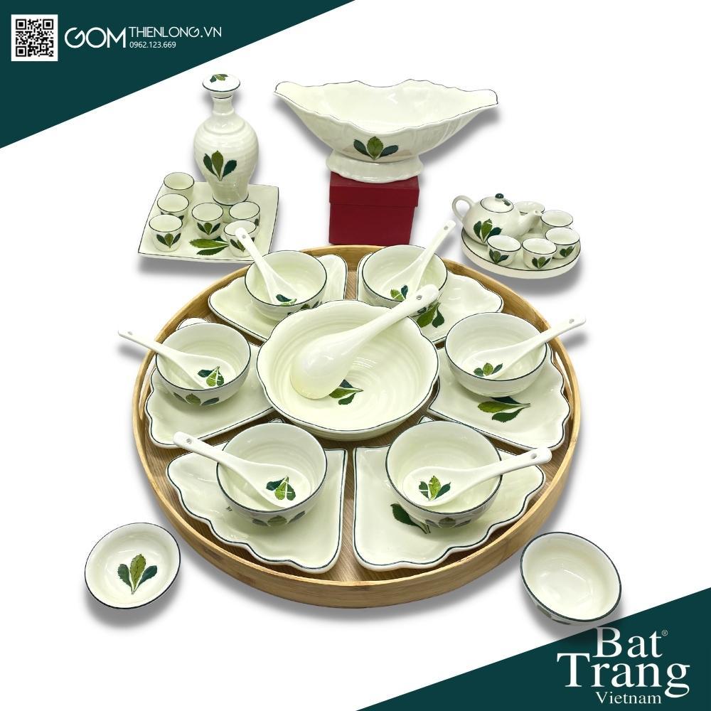 Combo Bộ Bát Đĩa Thắp Hương Hoa Mặt Trời Lá Ngò Gai ĐK50cm - Đồ Thờ Cúng Bát Tràng - Gốm Thiên Long