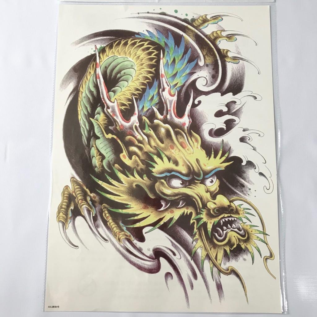 Hình xăm dán kín lưng rồng màu 35x48cm