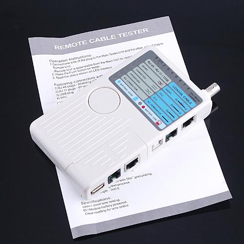 4-in-1 Remote RJ11 RJ45 USB BNC LAN Network Phone Cable Tester Meter Device Machine