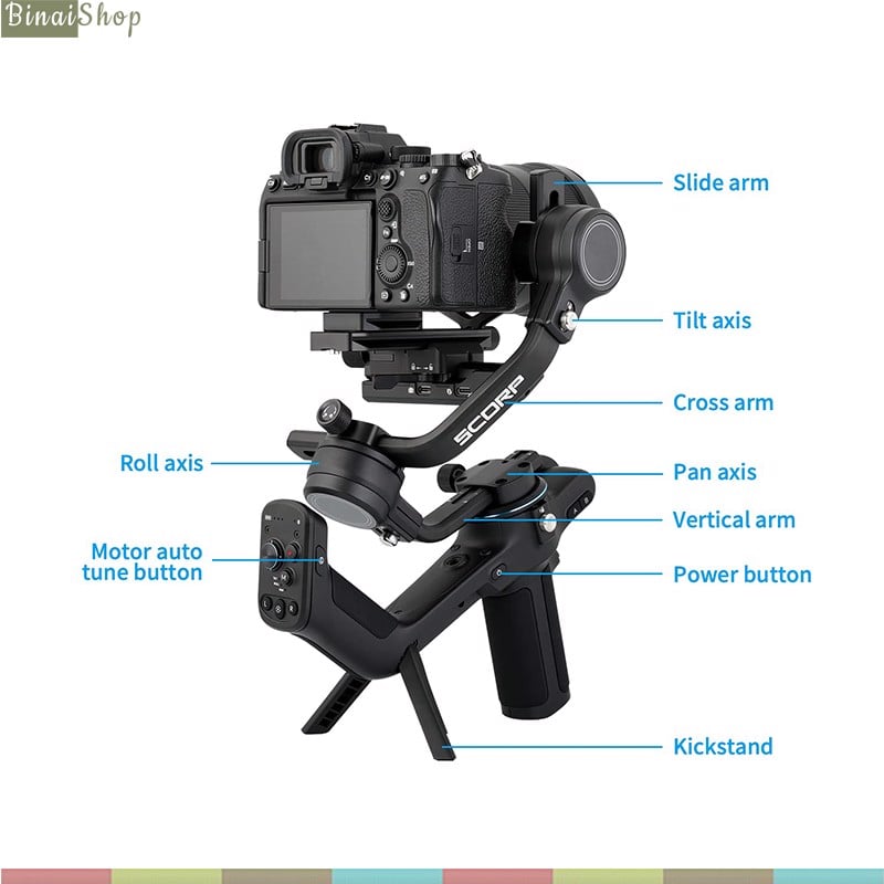 Feiyu SCORP C - Gimbal Chống Rung Cho Máy Ảnh Cỡ Lớn, Tải Trọng 2.5kg, Cho Quay Phim Chụp Hình Chuyên Nghiệp - Hàng chính hãng