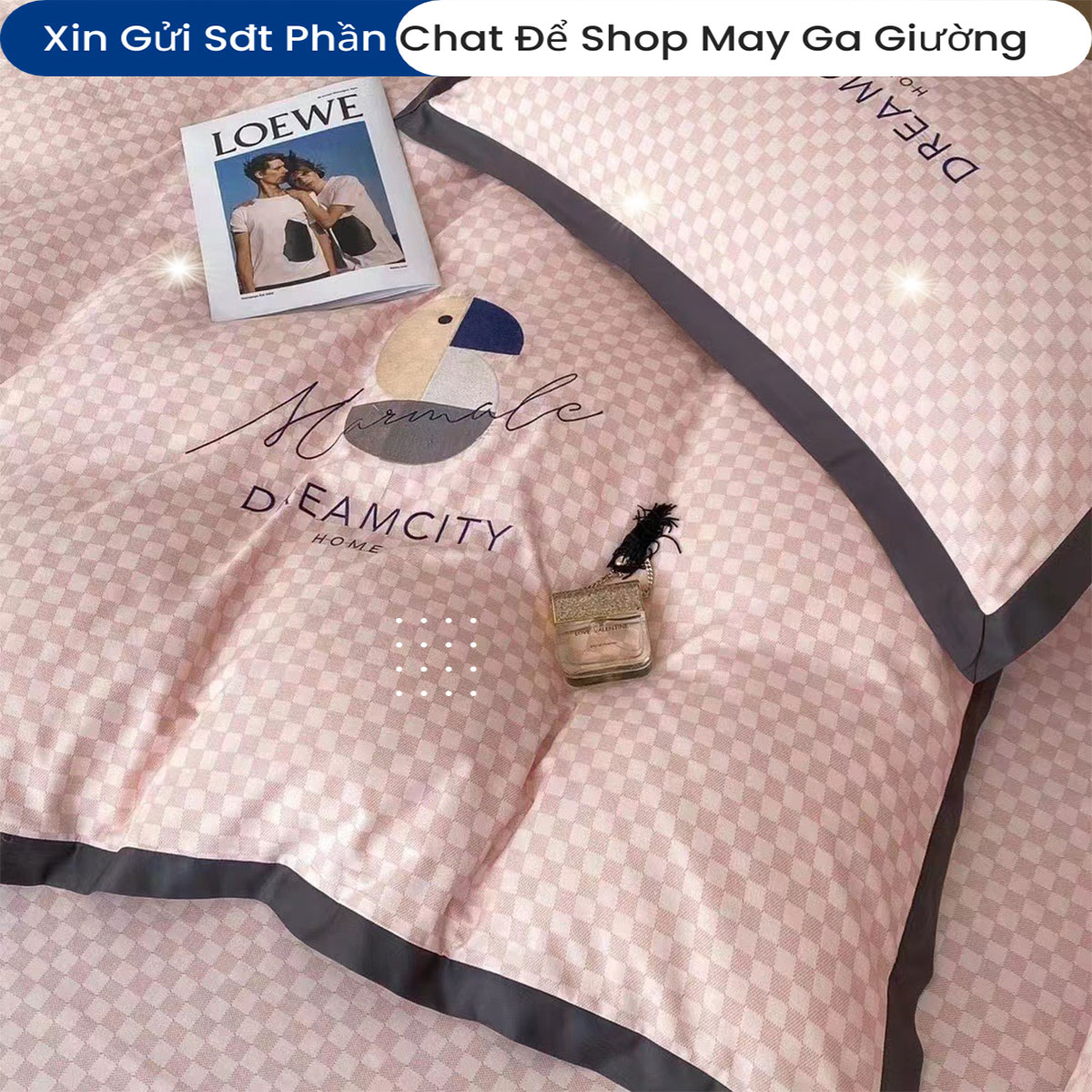 Bộ Chăn Ga Gối Đệm Phi Lụa Tencel Dream City Home Drap Giường Phi Bóng Cao Cấp Bo Chun Drap Chăn Chần Bông