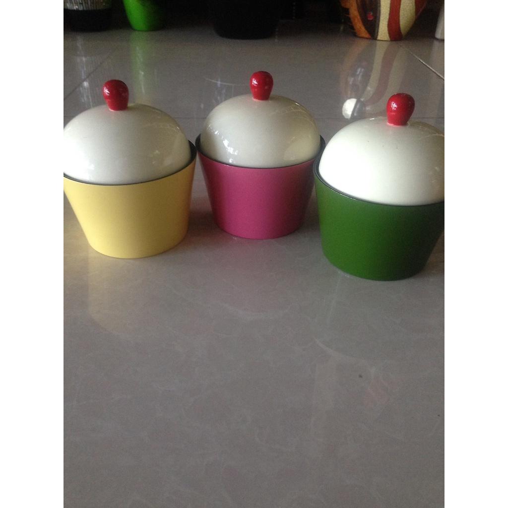 Hủ Trà cupcake Sơn Mài Cao Cấp Thanh Bình Lê đựng bánh kẹo, mứt, vật dụng nhỏ, trang trí bàn kệ, nhà cửa, văn phòng