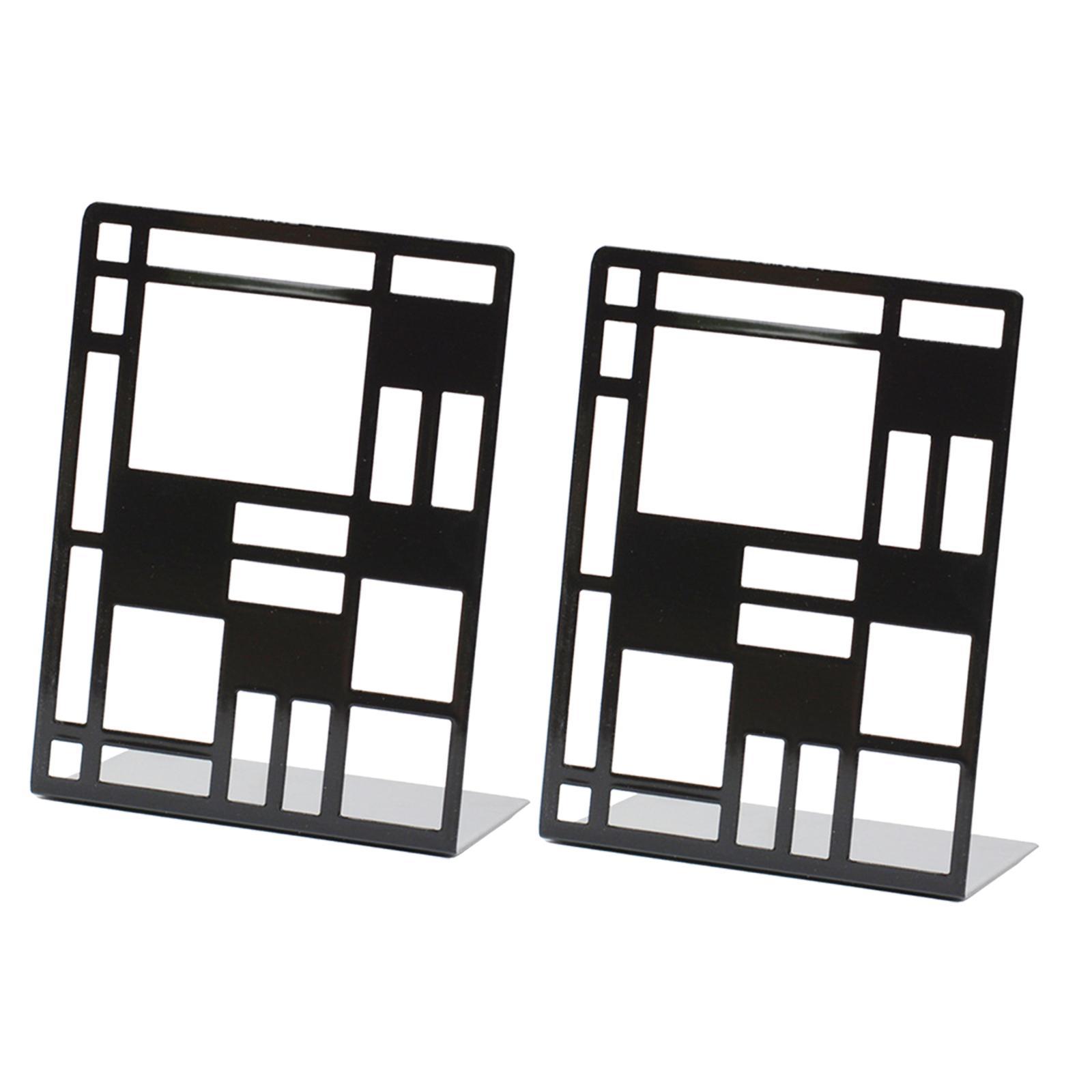 2 Pieces Bookends, Non Slip Bookend Book Holder Shelves Book Support Heavy Duty Metal Bookends Decorative Bookends for Home Bookshelf Decor