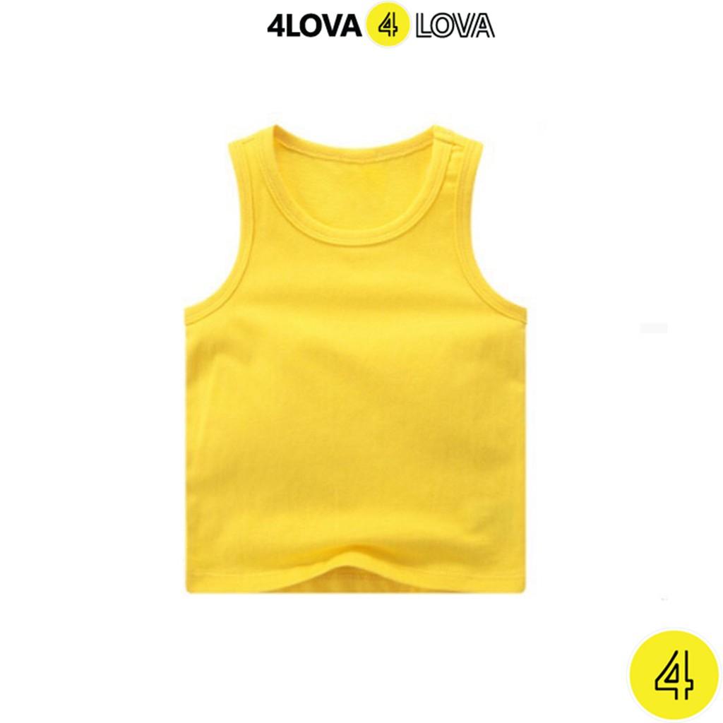 Áo ba lỗ bé trai bé gái chất cotton trơn 4LOVA basic hàng chính hãng từ 8-40kg