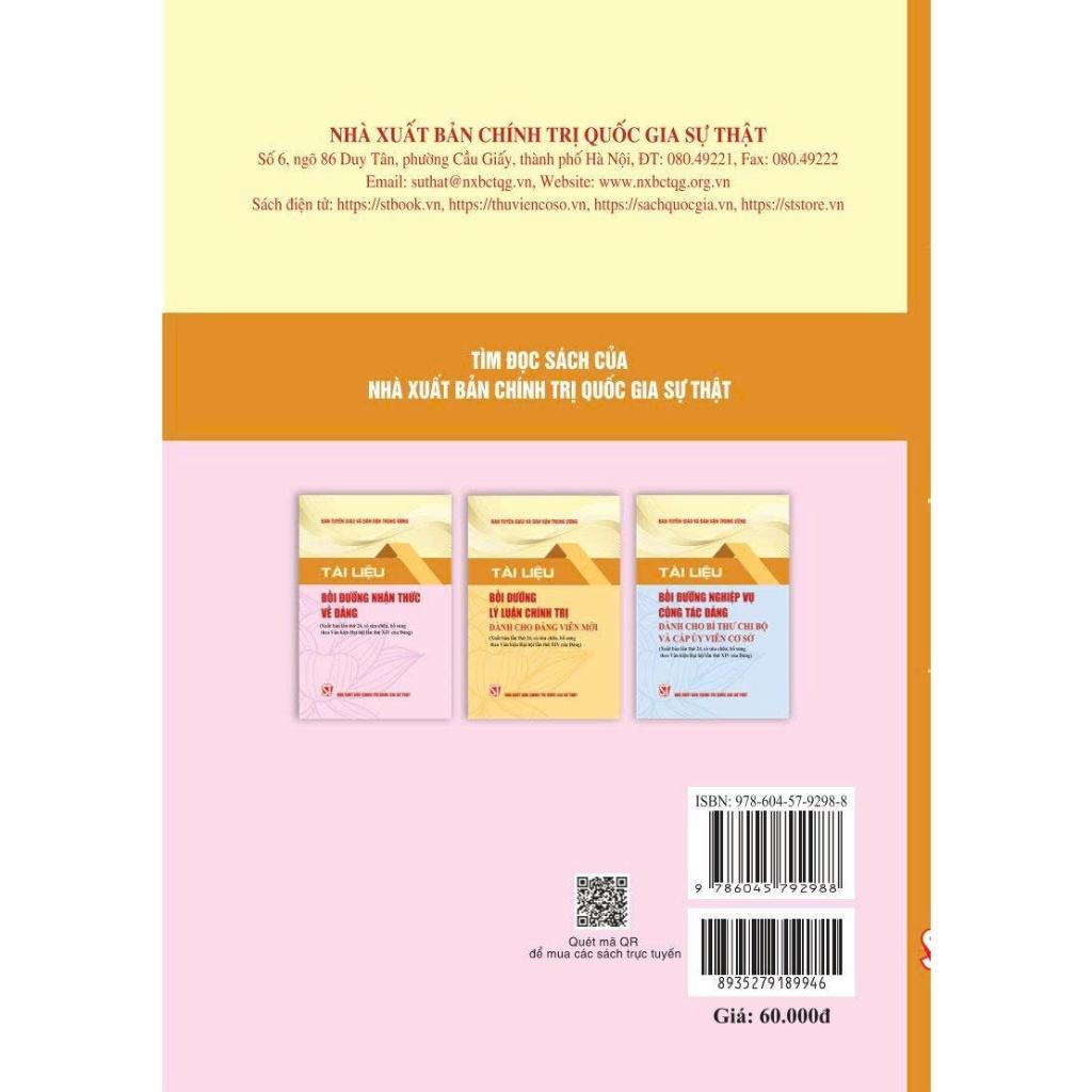 Sách - Tài liệu bồi dưỡng nhận thức về Đảng (Xuất bản lần thứ 24 có sửa chữa, bổ sung theo Văn kiện Đại hội lần thứ XIV)