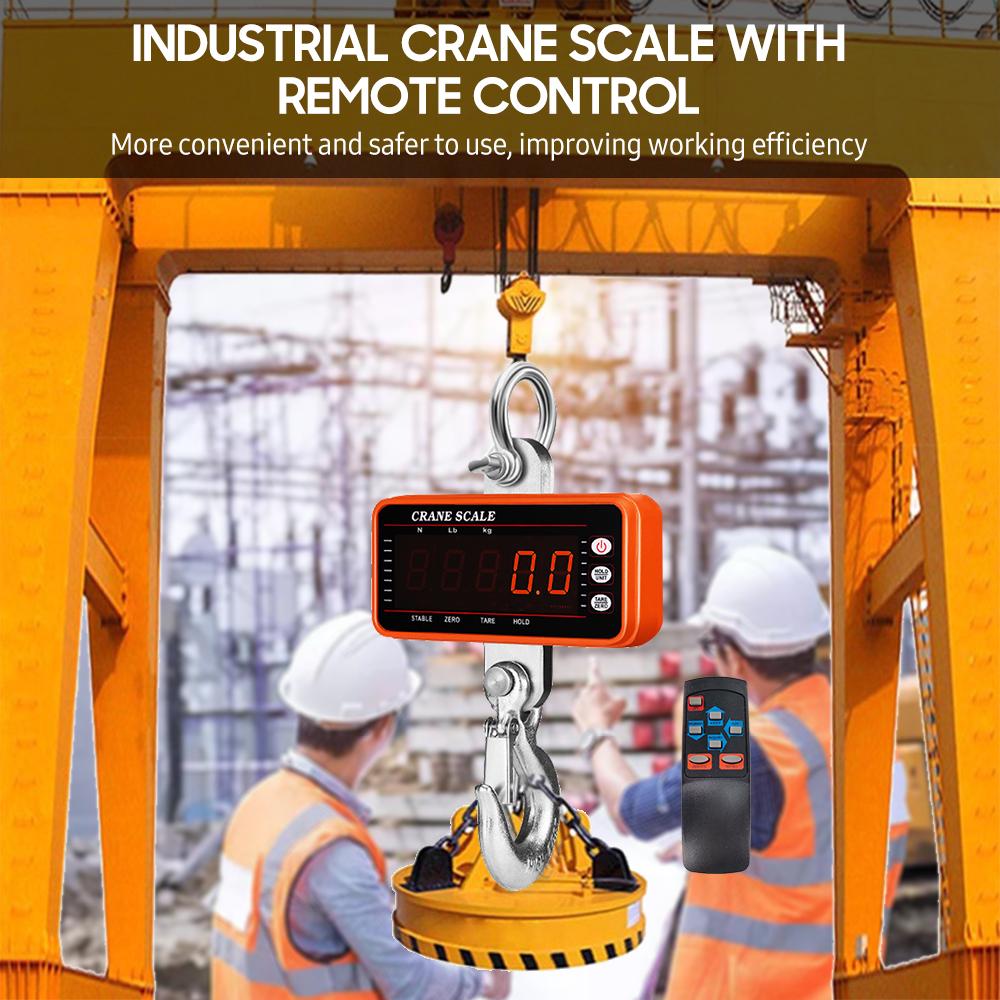 1500kg/ 3306lbs Digital Hanging Scale with 65ft Remote Control Portable Heavy Duty Crane Scale Dimmable LED Industrial Hook Scales Unit Change/ Data Hold/ Tare/ Zero for Construction Site Travel Market Fishing Outdoor Work