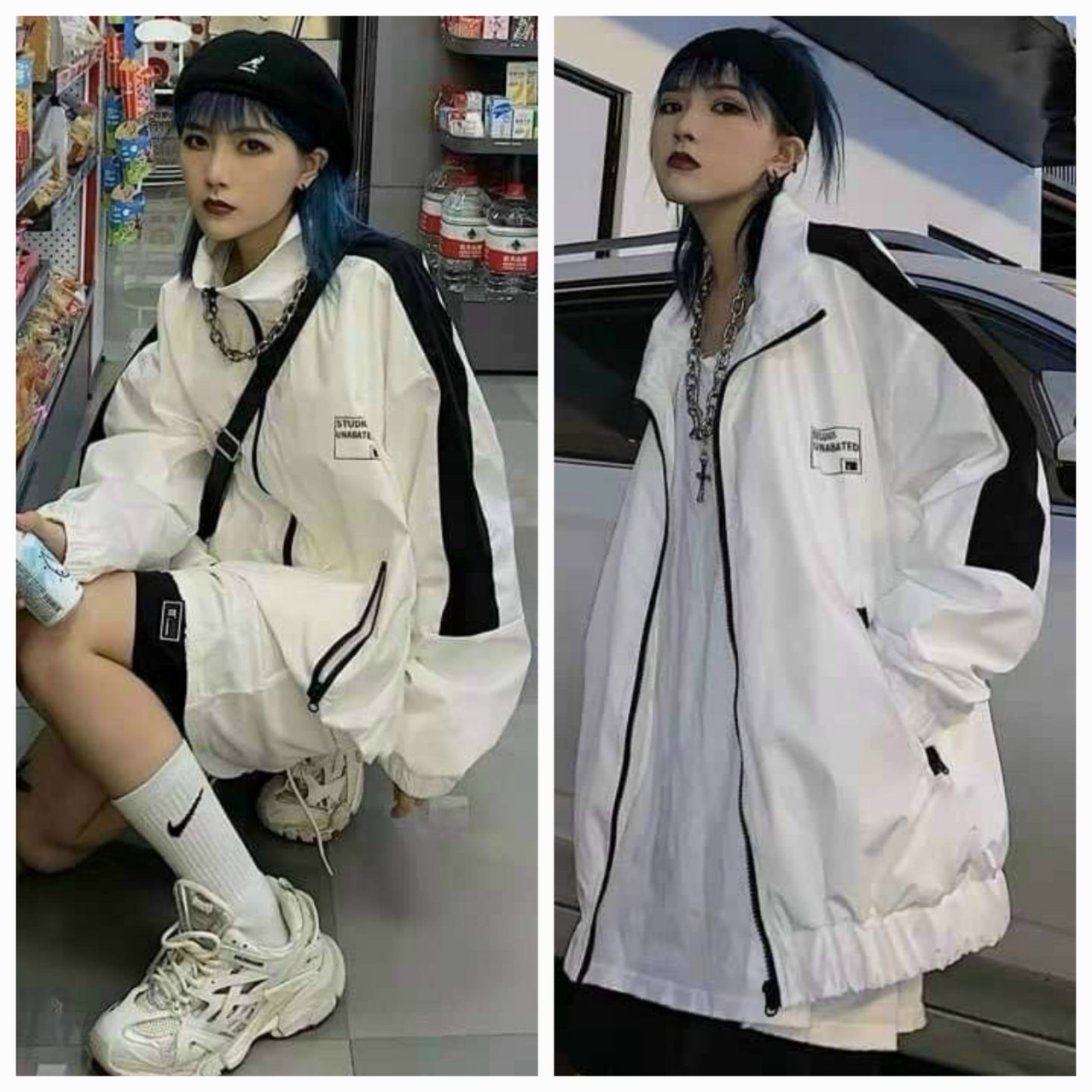 Áo Khoác Dù Logo Studios Unabated Vải Gió 2 Lớp Unisex Form Rộng Nam Nữ Ulzzang Form Rộng Bomber