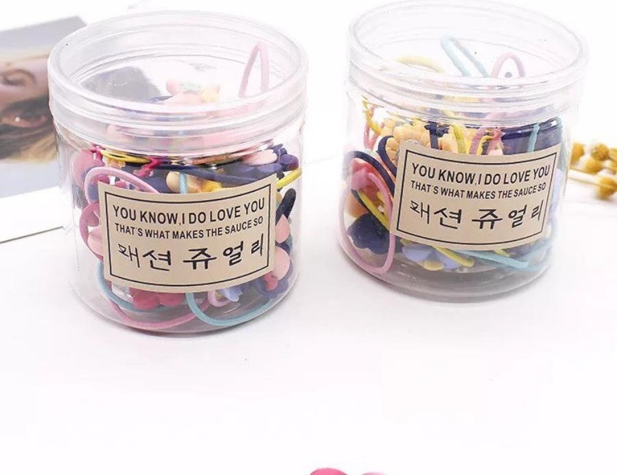 Hộp 30 Dây Cột Tóc Hình Hoạt Hình Hoa Lá Dễ Thương Nhiều Màu cho Bé Gái Hili HL700003
