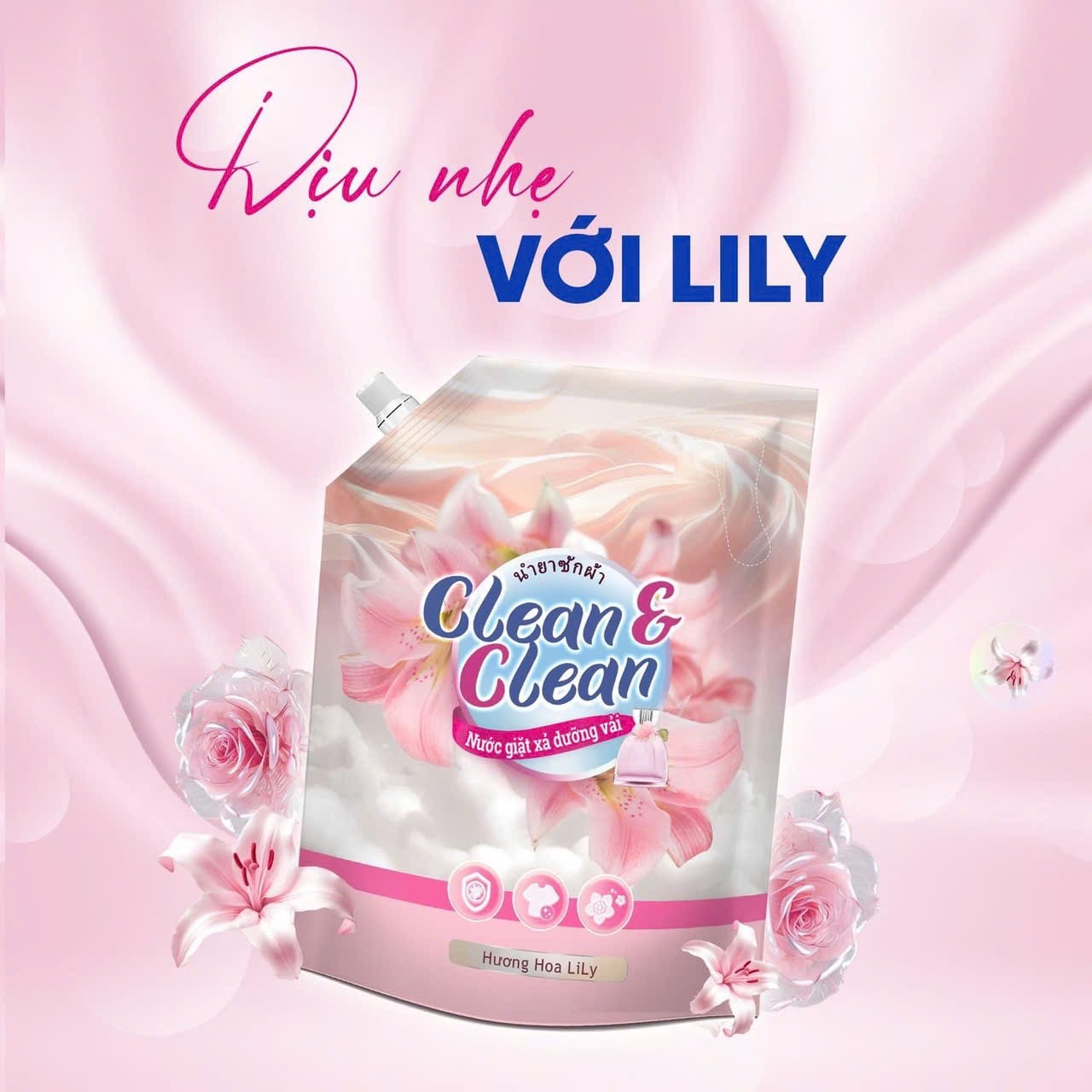 Nước Giặt Xả 5 in 1 Clean &amp; Clean Dùng Cho Cả Giặt Tay Và Giặt Máy 3.2l/túi