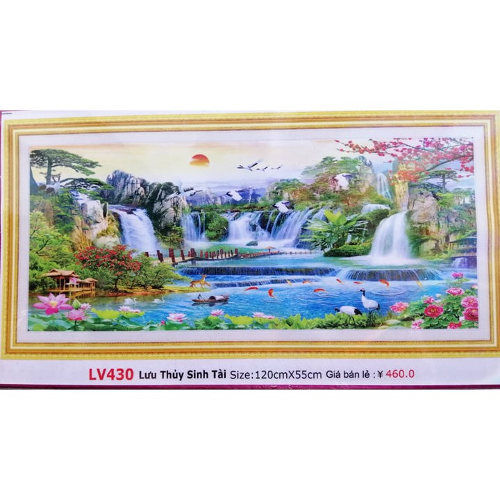 Tranh đính đá phong cảnh non nước hữu tình LV430 120 x 55 cm chưa đính
